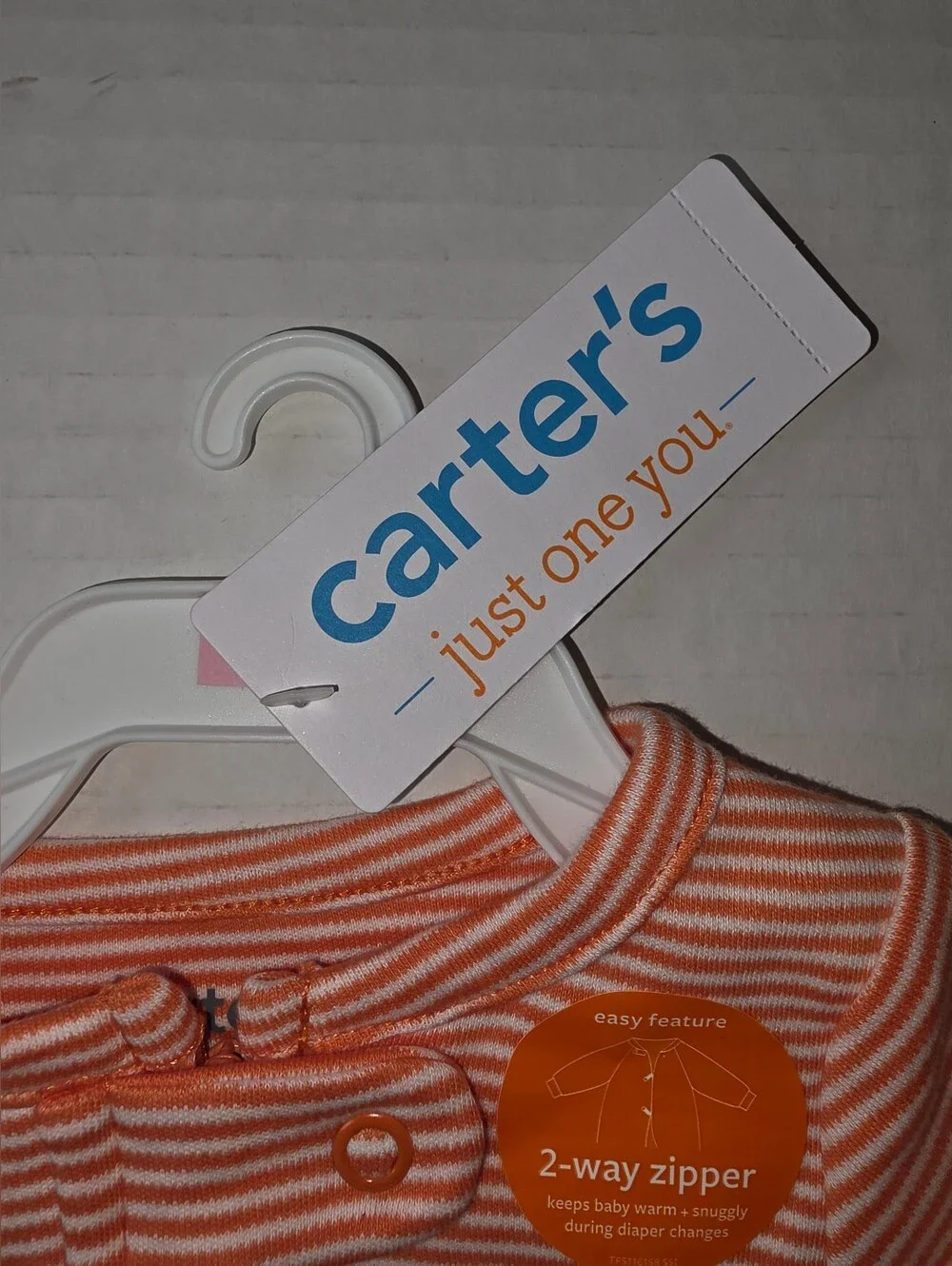 Carter's Orange and White Striped Halloween Footed One-Piece Sz 0 mnths Newborn